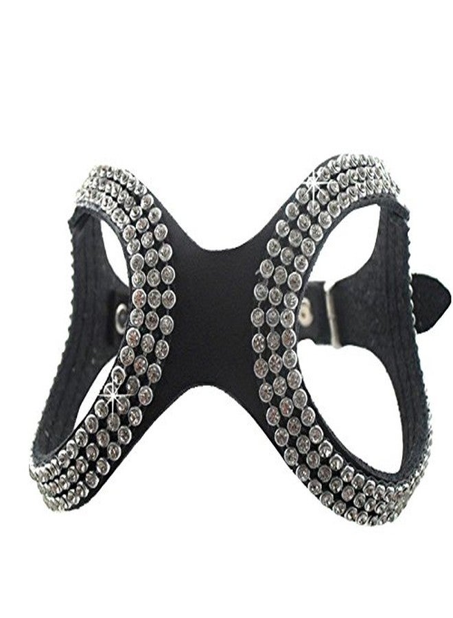Futaba Pet Leather Bling Rhinestone Harness For Small Dogs - Medium - Black - Image 1